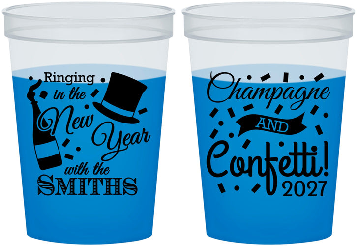 Custom New Years 16 oz Color Changing Cups - 2027 Confetti | 170003