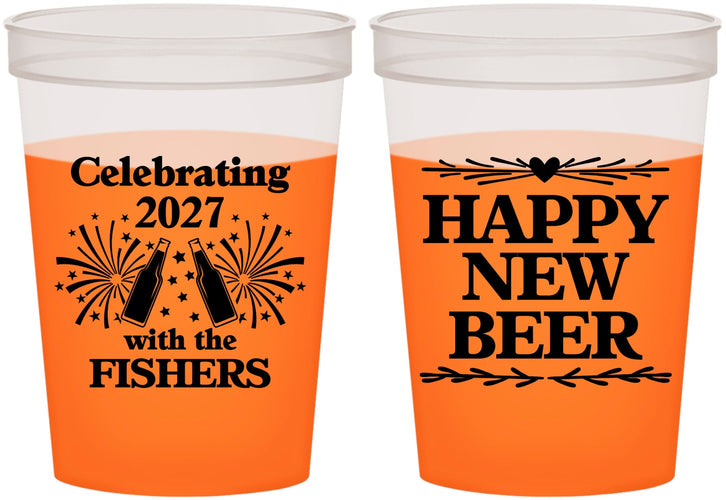 Custom New Years 16 oz Color Changing Cups - 2027 Happy New Beer | 170004
