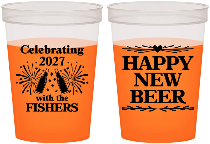 Custom New Years 16 oz Color Changing Cups - 2027 Happy New Beer | 170004