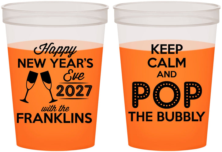 Custom New Years 16 oz Color Changing Cups - 2027 Pop The Bubbly | 170006