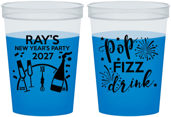 Custom New Years 16 oz Color Changing Cups - 2027 Pop Fizz Drink | 170007