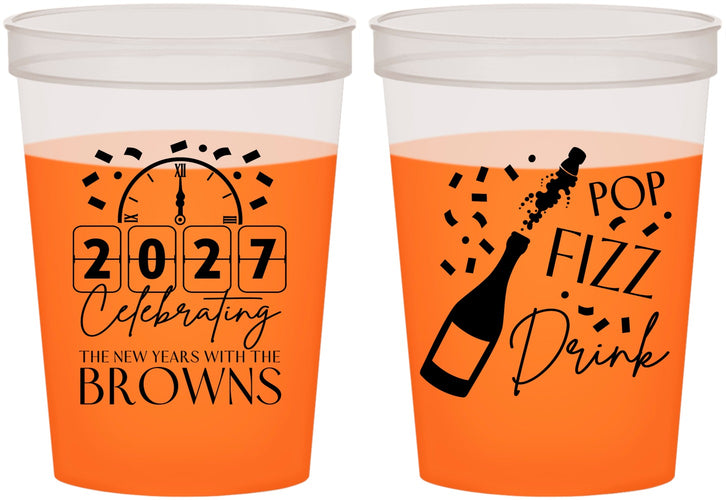 Custom New Years 16 oz Color Changing Cups - 2027 Pop Fizz Drink | 170009