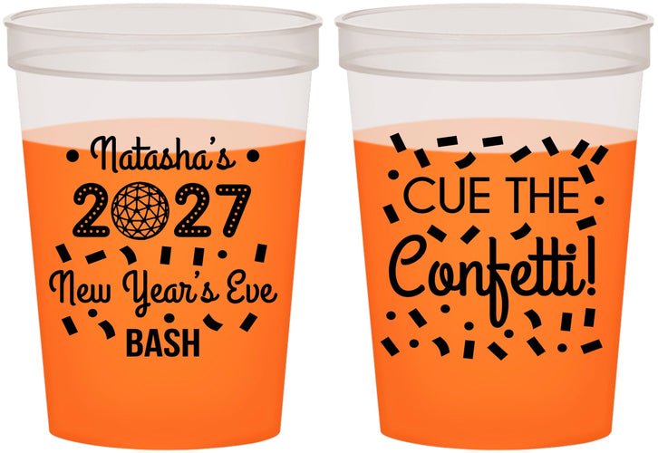 Custom New Years 16 oz Color Changing Cups - 2027 Nye Confetti | 170012