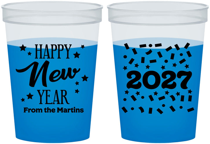 Custom New Years 16 oz Color Changing Cups - 2027 Confetti | 170027