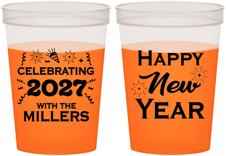 Custom New Years 16 oz Color Changing Cups - 2027 Nye Confetti | 170028