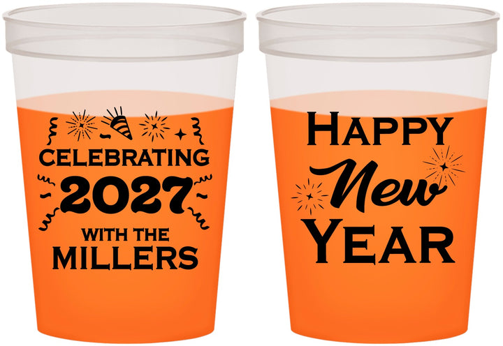Custom New Years 16 oz Color Changing Cups - 2027 Nye Confetti | 170028