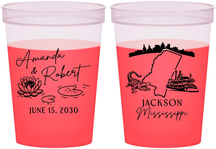 Custom Wedding 16 oz Color Changing Cups - Mississippi | 173