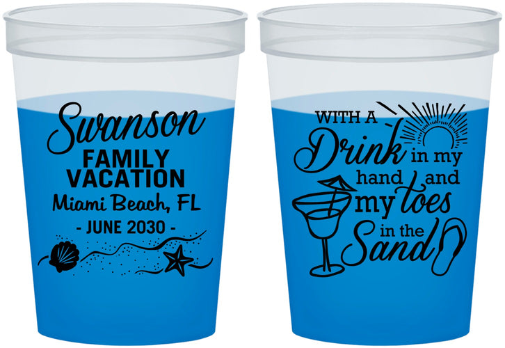 Custom Family Vacation 16 oz Color Changing Cups - Beach Toes In The Sand | 180000
