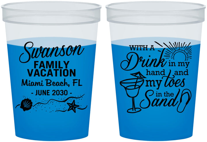 Custom Family Vacation 16 oz Color Changing Cups - Beach Toes In The Sand | 180000