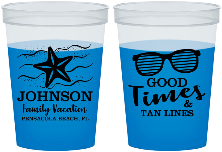 Custom Family Vacation 16 oz Color Changing Cups - Good Times Tan Lines | 180003