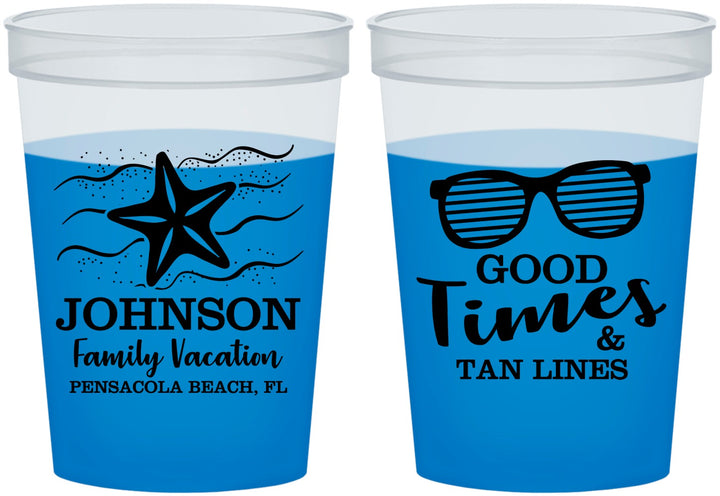 Custom Family Vacation 16 oz Color Changing Cups - Good Times Tan Lines | 180003