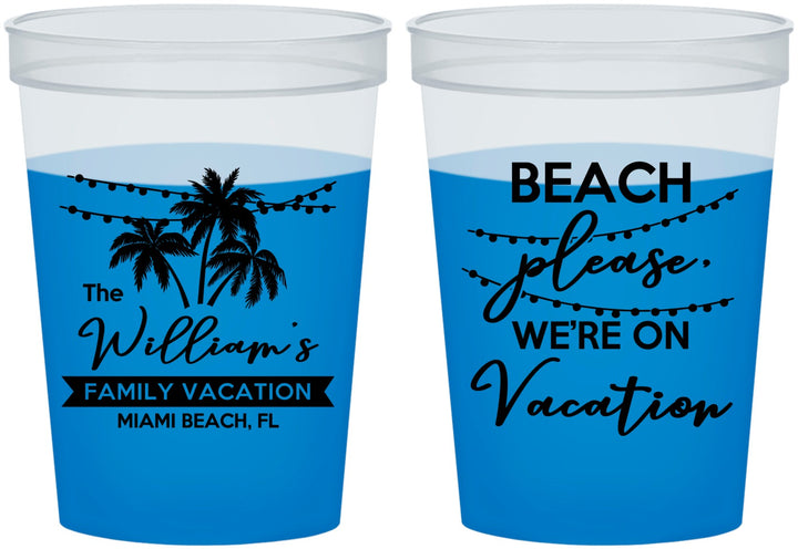 Custom Family Vacation 16 oz Color Changing Cups - Beach Please | 180004