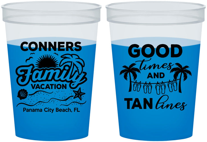 Custom Family Vacation 16 oz Color Changing Cups - Good Times Tan Lines | 180005