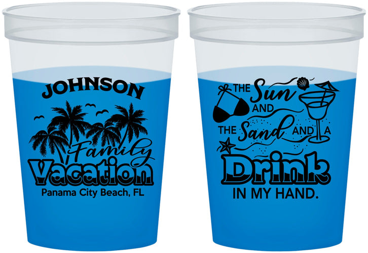 Custom Family Vacation 16 oz Color Changing Cups - Sun And Sand Beach | 180007