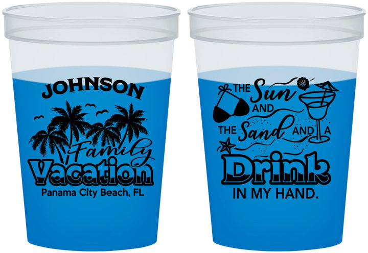 Custom Family Vacation 16 oz Color Changing Cups - Sun And Sand Beach | 180007