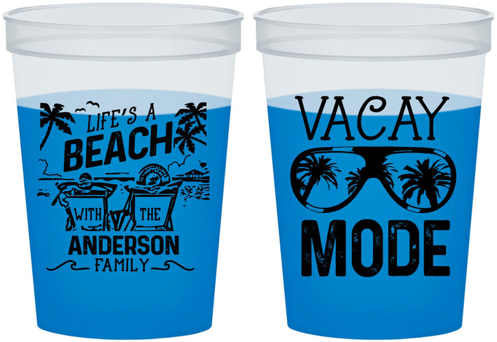Custom Family Vacation 16 oz Color Changing Cups - Lifes A Beach | 180008