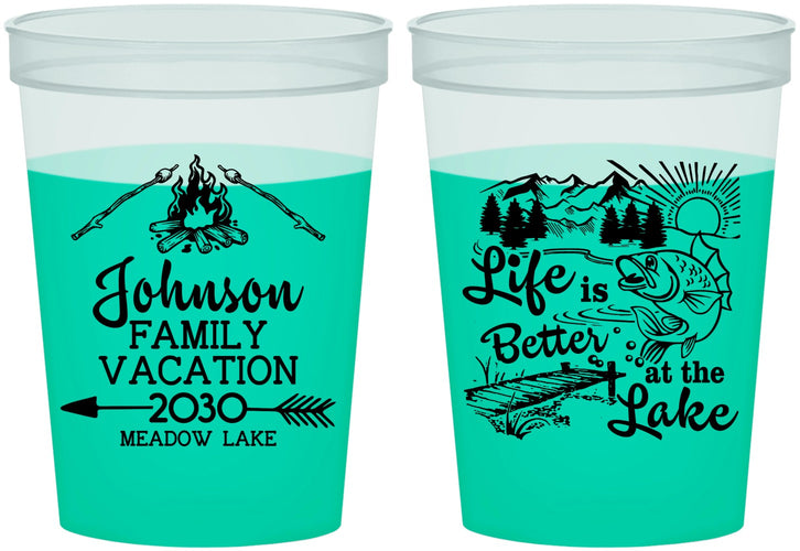 Custom Family Vacation 16 oz Color Changing Cups - Lake Camping | 180011