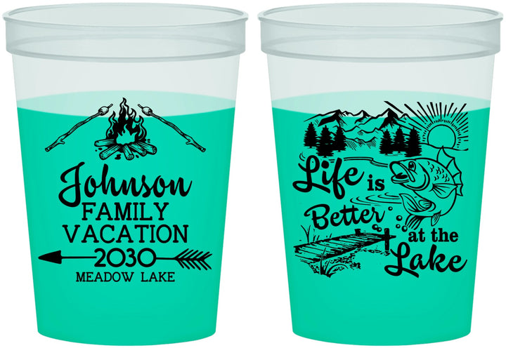 Custom Family Vacation 16 oz Color Changing Cups - Lake Camping | 180011