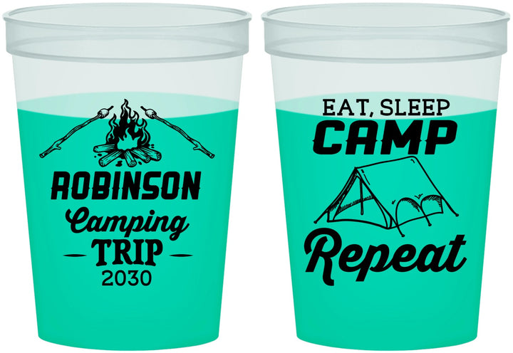 Custom Family Vacation 16 oz Color Changing Cups - Eat Sleep Camp Repeat | 180014