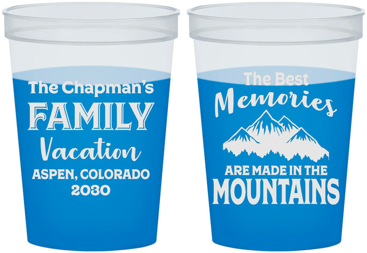 Custom Family Vacation 16 oz Color Changing Cups - Mountains | 180021