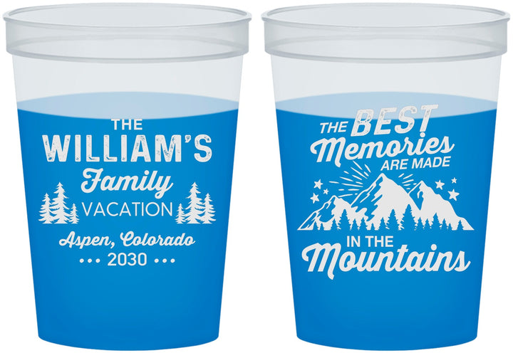 Custom Family Vacation 16 oz Color Changing Cups - Mountains | 180022