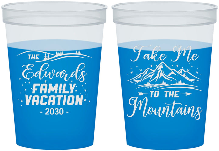 Custom Family Vacation 16 oz Color Changing Cups - Mountains | 180024