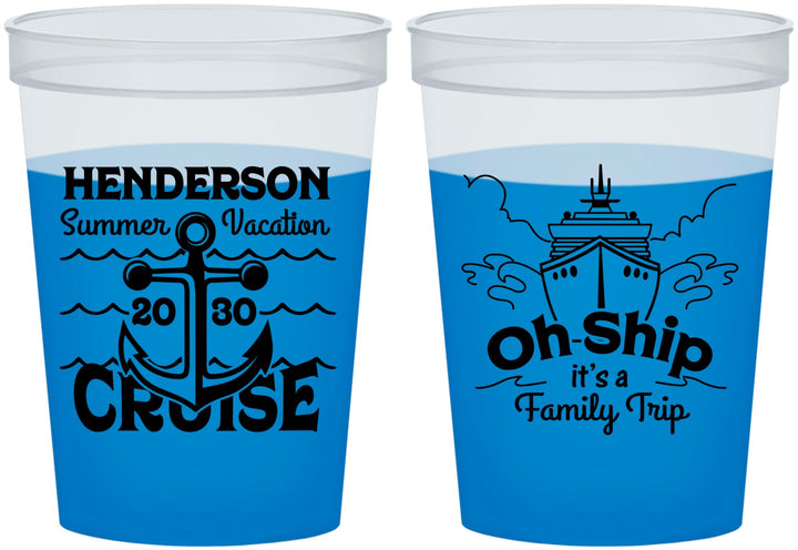 Custom Family Vacation 16 oz Color Changing Cups - Oh Ship Cruise | 180032