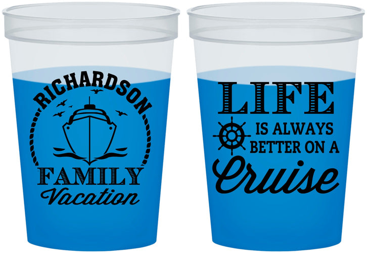 Custom Family Vacation 16 oz Color Changing Cups - Cruise Ship | 180036