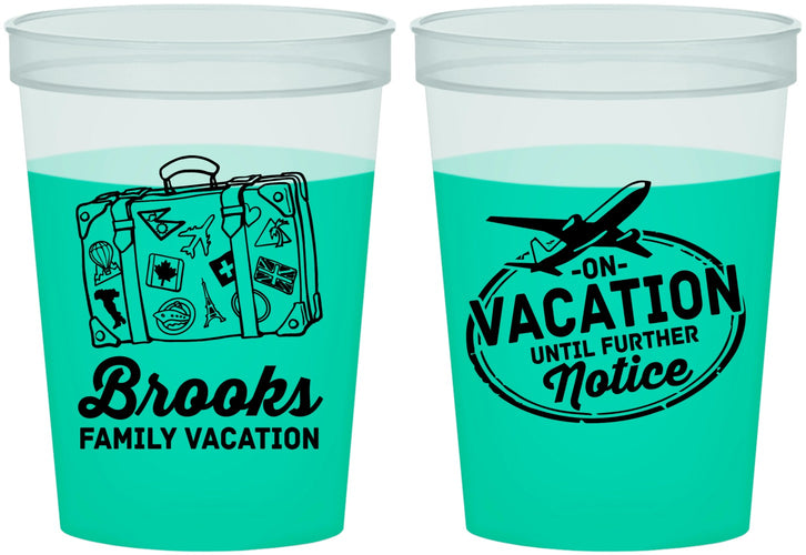 Custom Family Vacation 16 oz Color Changing Cups - Road Trip Plane | 180052