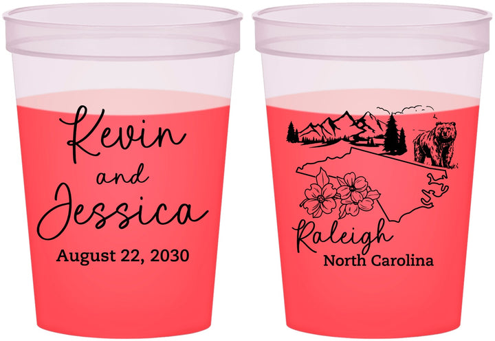 Custom Wedding 16 oz Color Changing Cups - North Carolina | 182