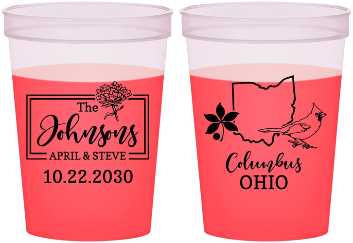 Custom Wedding 16 oz Color Changing Cups - Ohio | 184