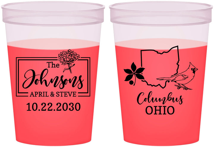 Custom Wedding 16 oz Color Changing Cups - Ohio | 184