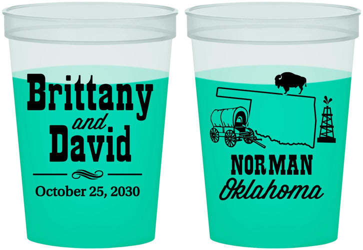 Custom Wedding 16 oz Color Changing Cups - Oklahoma | 185