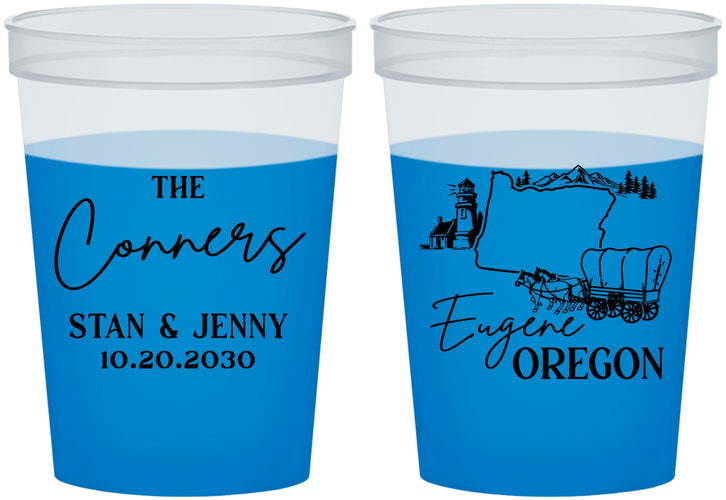 Custom Wedding 16 oz Color Changing Cups - Oregon | 186