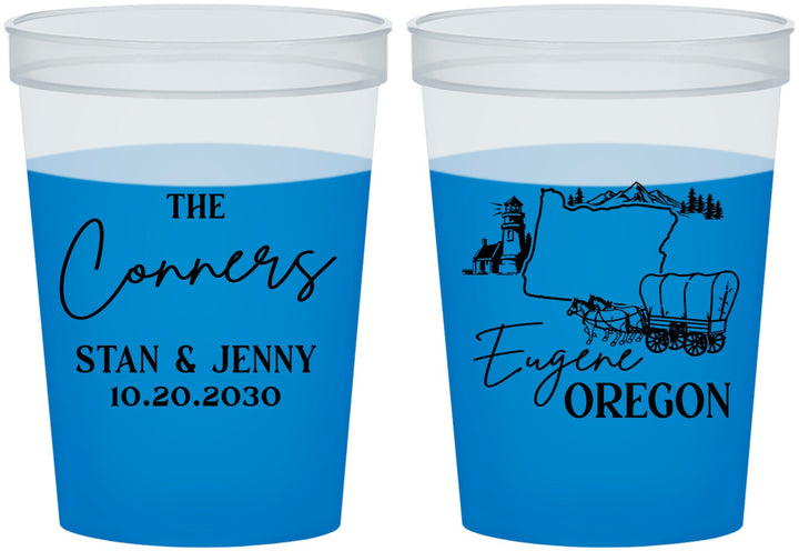 Custom Wedding 16 oz Color Changing Cups - Oregon | 186