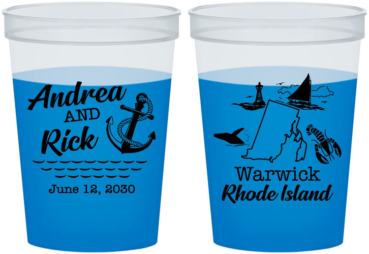 Custom Wedding 16 oz Color Changing Cups - Rhode Island | 188
