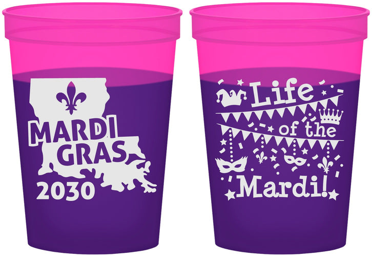 Custom Mardi Gras 16 oz Color Changing Cups - Life Of The Mardi | 190001
