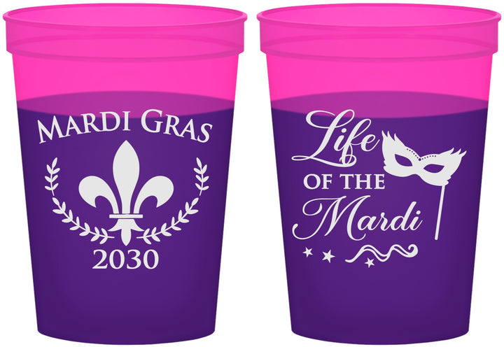 Custom Mardi Gras 16 oz Color Changing Cups - Life Of The Mardi | 190004