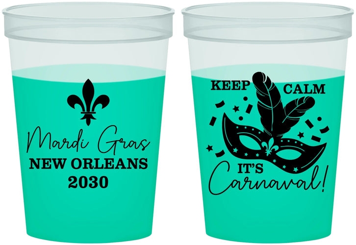 Custom Mardi Gras 16 oz Color Changing Cups - Fleur De Lis Carnaval | 190011
