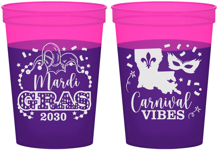 Custom Mardi Gras 16 oz Color Changing Cups - Fleur De Lis Carnaval | 190012