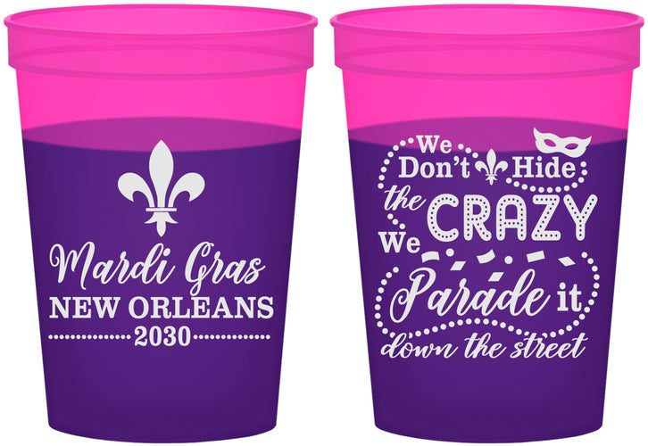 Custom Mardi Gras 16 oz Color Changing Cups - Fleur De Lis | 190013