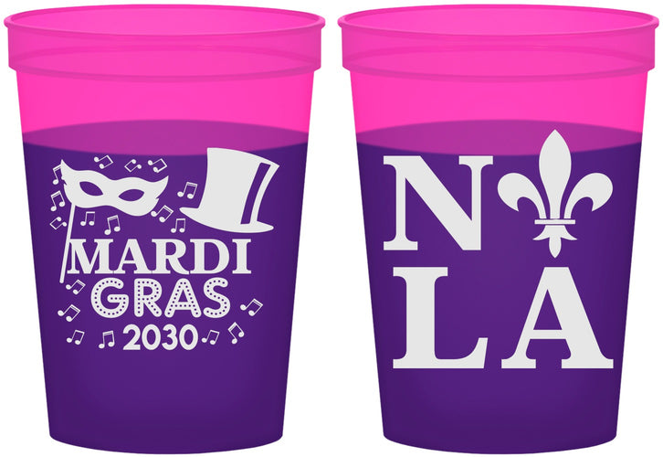 Custom Mardi Gras 16 oz Color Changing Cups - Nola Fleur De Lis | 190014