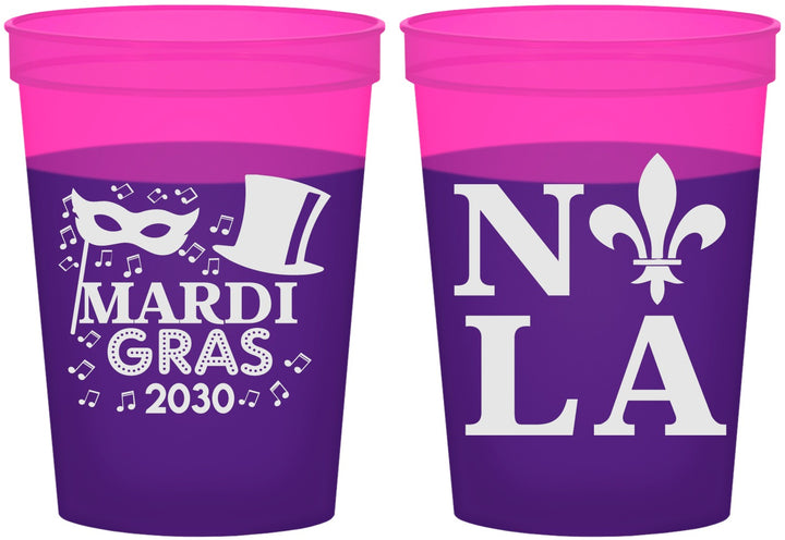 Custom Mardi Gras 16 oz Color Changing Cups - Nola Fleur De Lis | 190014