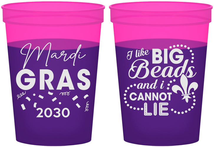 Custom Mardi Gras 16 oz Color Changing Cups - Big Bead Fleur De Lis | 190018