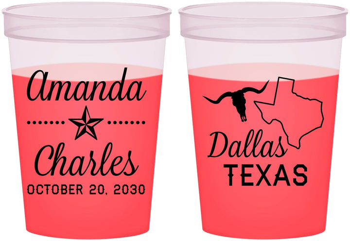 Custom Wedding 16 oz Color Changing Cups - Texas | 192