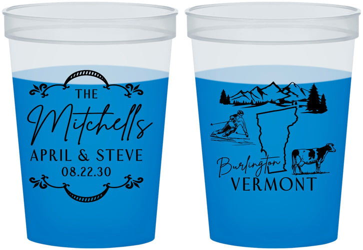 Custom Wedding 16 oz Color Changing Cups - Vermont | 194