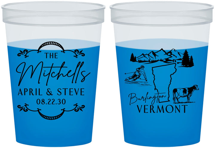 Custom Wedding 16 oz Color Changing Cups - Vermont | 194