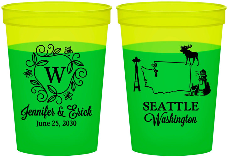 Custom Wedding 16 oz Color Changing Cups - Washington | 196