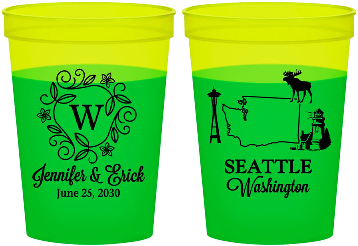 Custom Wedding 16 oz Color Changing Cups - Washington | 196