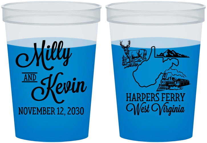 Custom Wedding 16 oz Color Changing Cups - West Virginia | 197